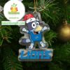 Detroit Lions Bluey Happy Christmas NFL Acrylic Christmas Tree Decoration Ornament