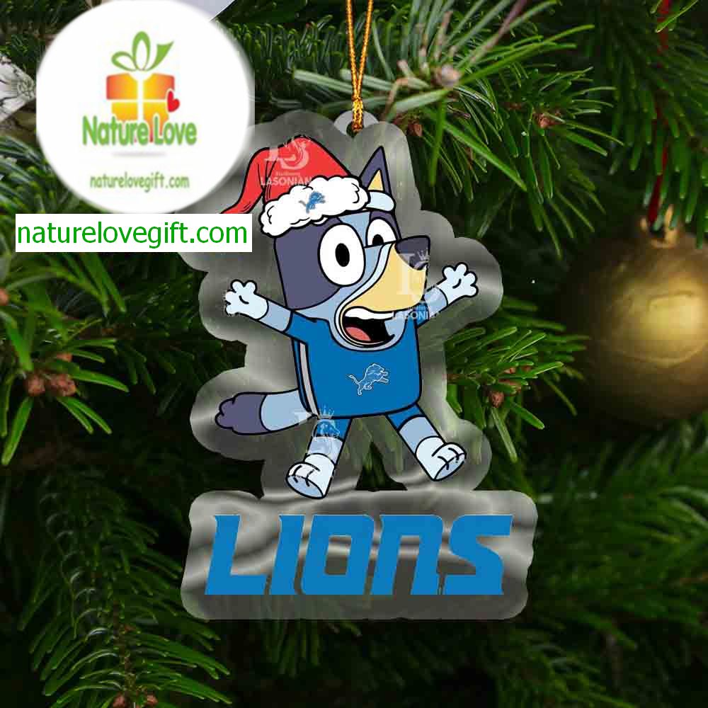 Detroit Lions Bluey Happy Christmas NFL Acrylic Christmas Tree Decoration Ornament Detroit Lions Bluey Happy Christmas NFL Acrylic Christmas Tree Decoration Ornament