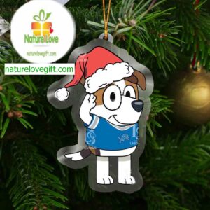 Detroit Lions Bluey Jack Christmas NFL Acrylic Christmas Tree Decoration Ornament