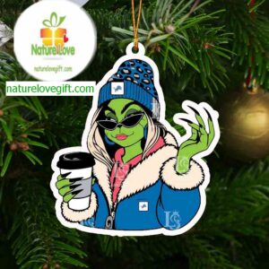 Detroit Lions Boujee Grinch NFL Christmas Tree Decor Ornament