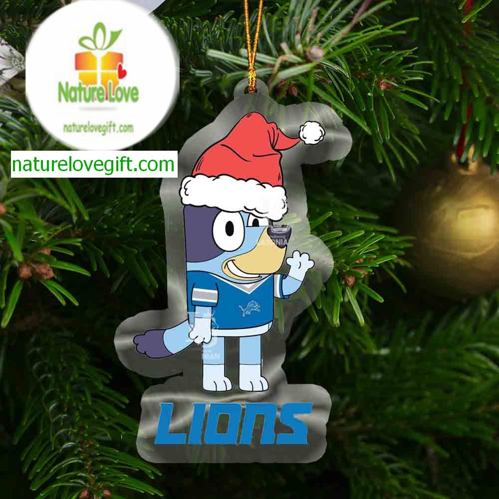 Detroit Lions Christmas Bluey Say Hi NFL Acrylic Christmas Tree Decoration Ornament Detroit Lions Christmas Bluey Say Hi NFL Acrylic Christmas Tree Decoration Ornament