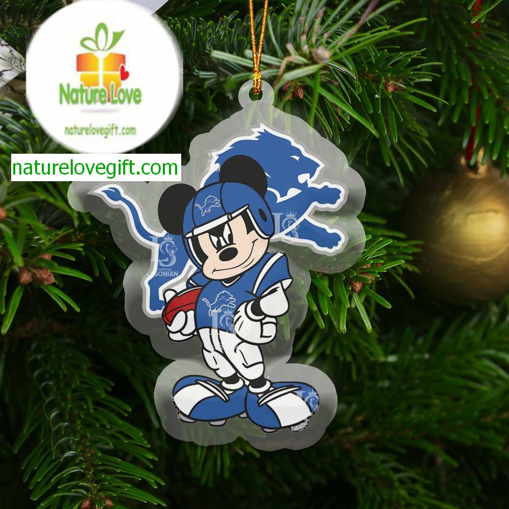Detroit Lions Disney Mickey Mouse Acrylic NFL Xmas Christmas Tree Decor Ornament Detroit Lions Disney Mickey Mouse Acrylic NFL Xmas Christmas Tree Decor Ornament