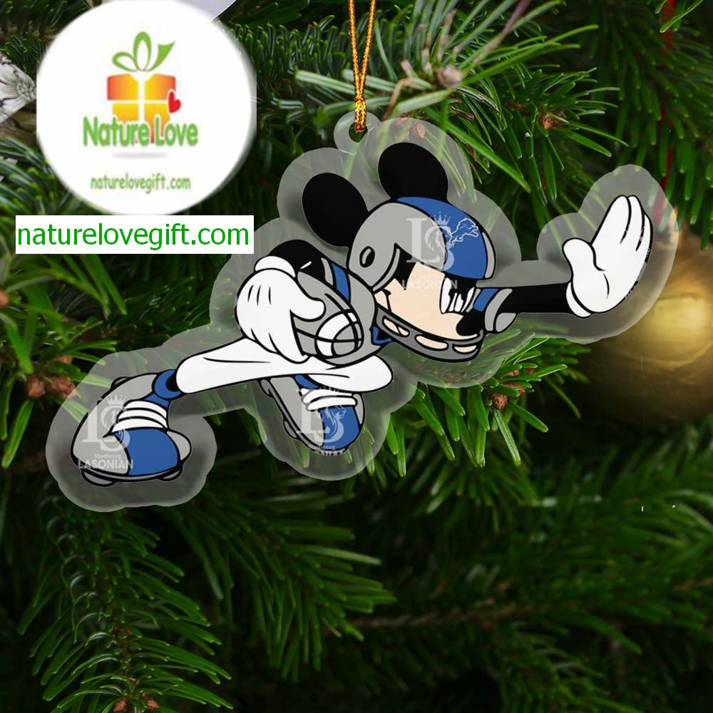 Detroit Lions Disney Mickey Mouse NFL Xmas Acrylic Christmas Tree Decor Ornament Detroit Lions Disney Mickey Mouse NFL Xmas Acrylic Christmas Tree Decor Ornament