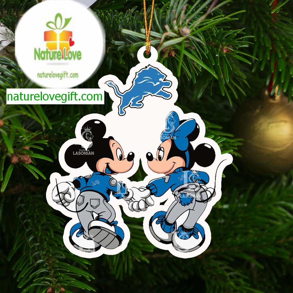 Detroit Lions Fan Minnie And Mickey Mouse Love NFL Acrylic Christmas Tree Decor Ornament Detroit Lions Fan Minnie And Mickey Mouse Love NFL Acrylic Christmas Tree Decor Ornament