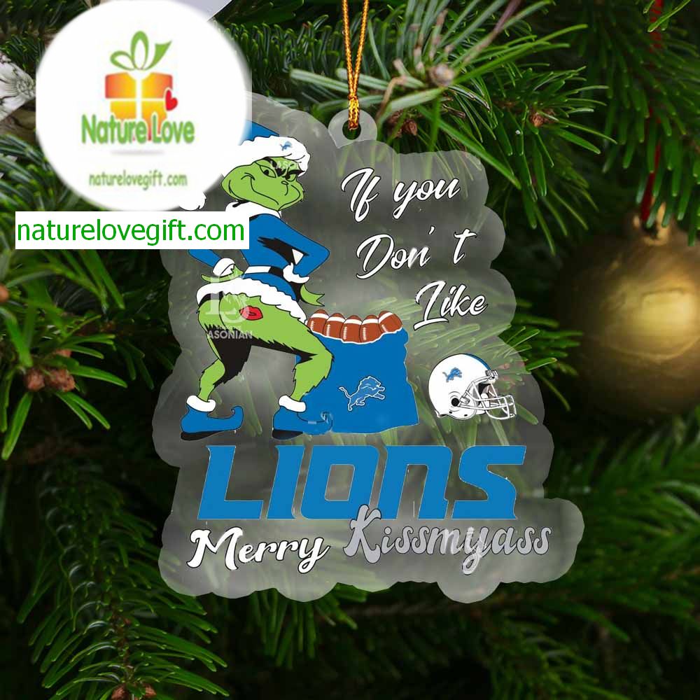 Detroit Lions Grinch NFL Merry Kiss My Ass Arcylic Christmas Tree Decor Ornament Detroit Lions Grinch NFL Merry Kiss My Ass Arcylic Christmas Tree Decor Ornament