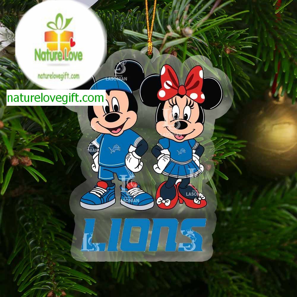 Detroit Lions Mickey And Minnie Rugby NFL Arcylic Christmas Tree Decor Ornament Detroit Lions Mickey And Minnie Rugby NFL Arcylic Christmas Tree Decor Ornament