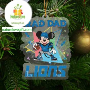 Detroit Lions Mickey Mouse Sport Rad Dad NFL Acrylic Christmas Tree Decor Ornament