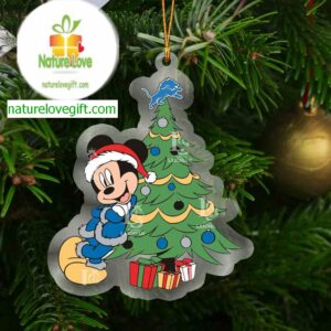 Detroit Lions Mickey Mouse Xmas NFL Acrylic Christmas Tree Decor Ornament