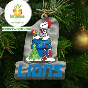 Detroit Lions Snoopy Sport Logo NFL Acrylic Christmas Tree Decoration Ornament