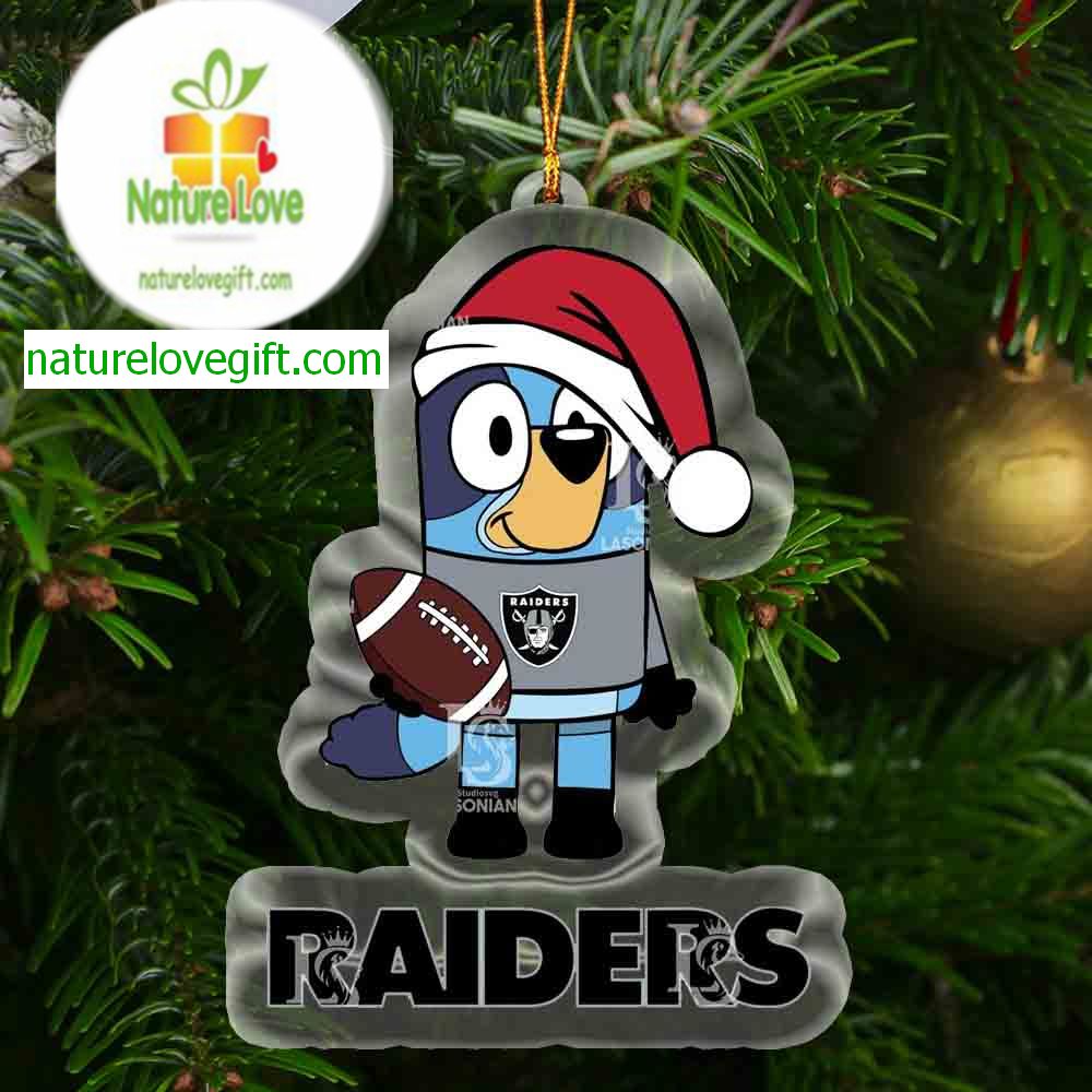 Las Vegas Raiders Bluey Christmas NFL Acrylic Christmas Tree Decor Ornament 19006 Las Vegas Raiders Bluey Christmas NFL Acrylic Christmas Tree Decor Ornament 19006