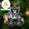 Las Vegas Raiders Bluey Friends Car NFL Acrylic Christmas Tree Decoration Ornament