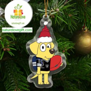 Las Vegas Raiders Bluey Lucky Christmas NFL Acrylic Christmas Tree Decoration Ornament