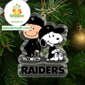 Las Vegas Raiders Charlie Brown Snoopy NFL Acrylic Christmas Tree Decoration Ornament