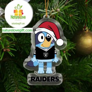 Las Vegas Raiders Christmas Bluey Sport NFL Acrylic Christmas Tree Decoration Ornament