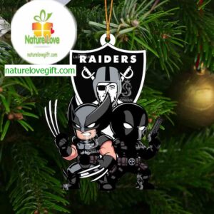 Las Vegas Raiders Deadpool And Wolverine NFL Acrylic Christmas Tree Decoration Ornament