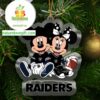 Las Vegas Raiders Disney Mickey And Minnie NFL Acrylic Christmas Tree Decoration Ornament