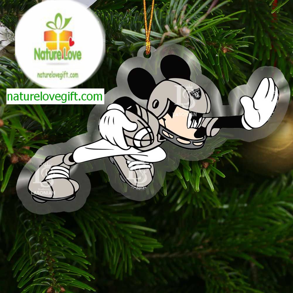 Las Vegas Raiders Disney Mickey Mouse Football NFL Acrylic Christmas Tree Decoration Ornament Las Vegas Raiders Disney Mickey Mouse Football NFL Acrylic Christmas Tree Decoration Ornament