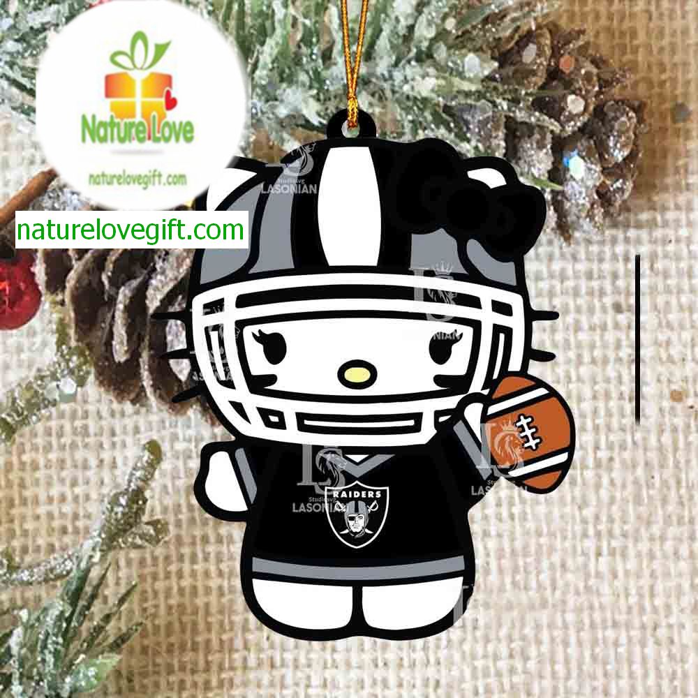 Las Vegas Raiders Hello Kitty NFL Acrylic Christmas Tree Decoration Ornament Las Vegas Raiders Hello Kitty NFL Acrylic Christmas Tree Decoration Ornament