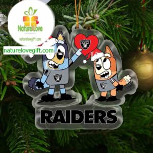 Las Vegas Raiders Love Bluey Christmas NFL Acrylic Christmas Tree Decoration Ornament
