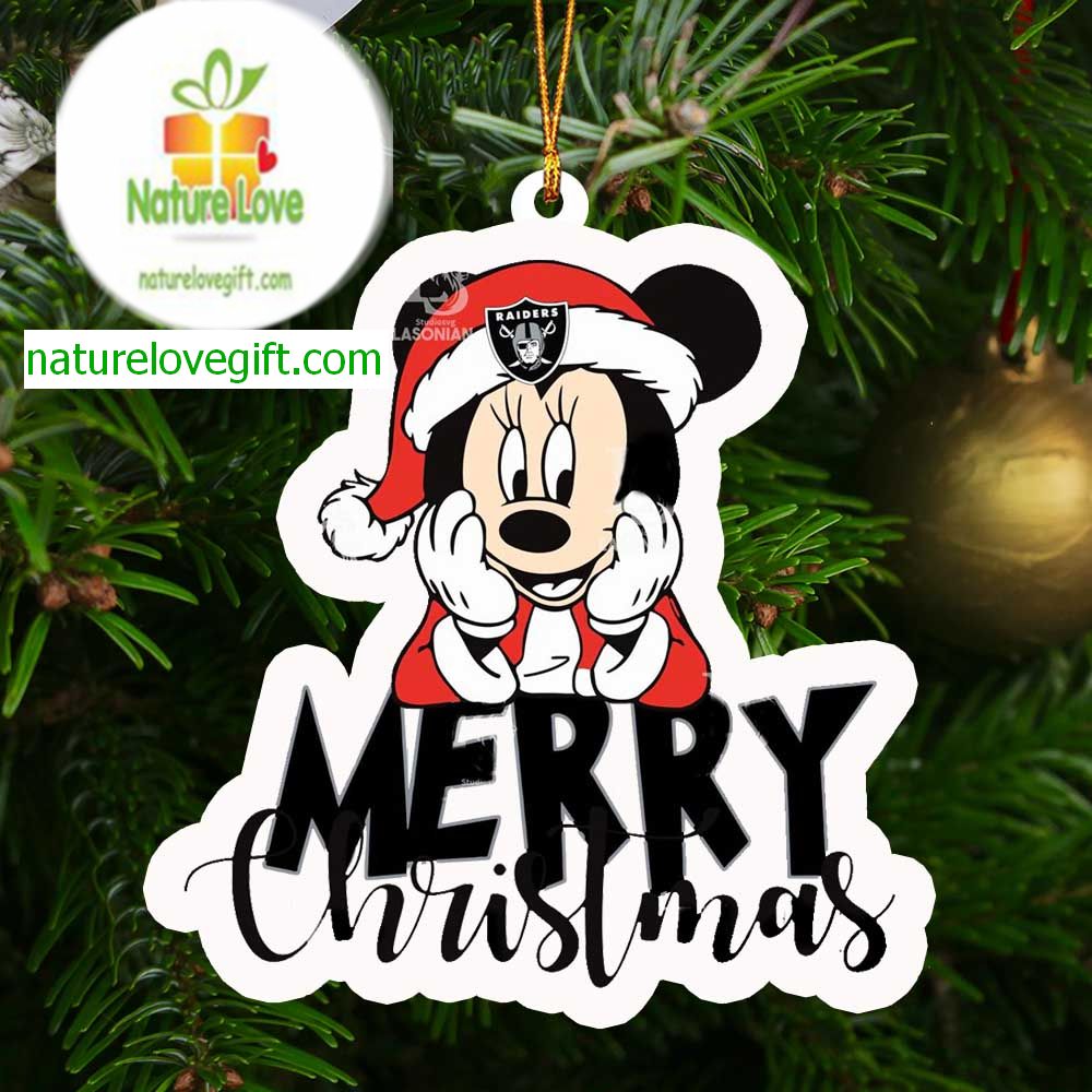 Las Vegas Raiders Mickey Merry Christmas NFL Acrylic Christmas Tree Decoration Ornament Las Vegas Raiders Mickey Merry Christmas NFL Acrylic Christmas Tree Decoration Ornament