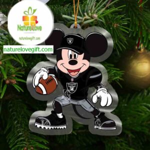 Las Vegas Raiders Mickey Mouse Football NFL Acrylic Christmas Tree Decoration Ornament