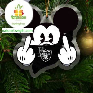 Las Vegas Raiders Mickey Mouse Middle Hand NFL Acrylic Christmas Tree Decoration Ornament
