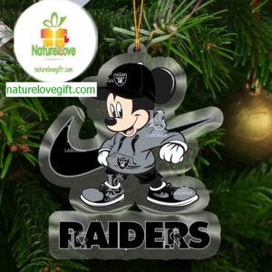 Las Vegas Raiders Mickey Mouse NFL Acrylic Christmas Tree Decor Ornament