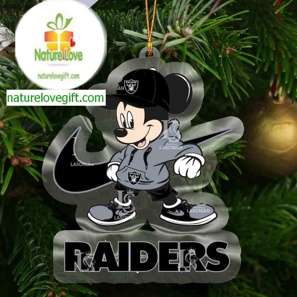 Las Vegas Raiders Mickey Mouse NFL Acrylic Christmas Tree Decor Ornament Las Vegas Raiders Mickey Mouse NFL Acrylic Christmas Tree Decor Ornament