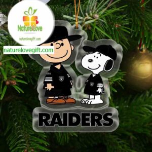 Las Vegas Raiders Peanuts Snoopy Football NFL Acrylic Christmas Tree Decoration Ornament 19144