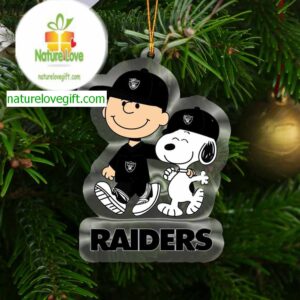 Las Vegas Raiders Peanuts Snoopy Friends NFL Acrylic Christmas Tree Decoration Ornament