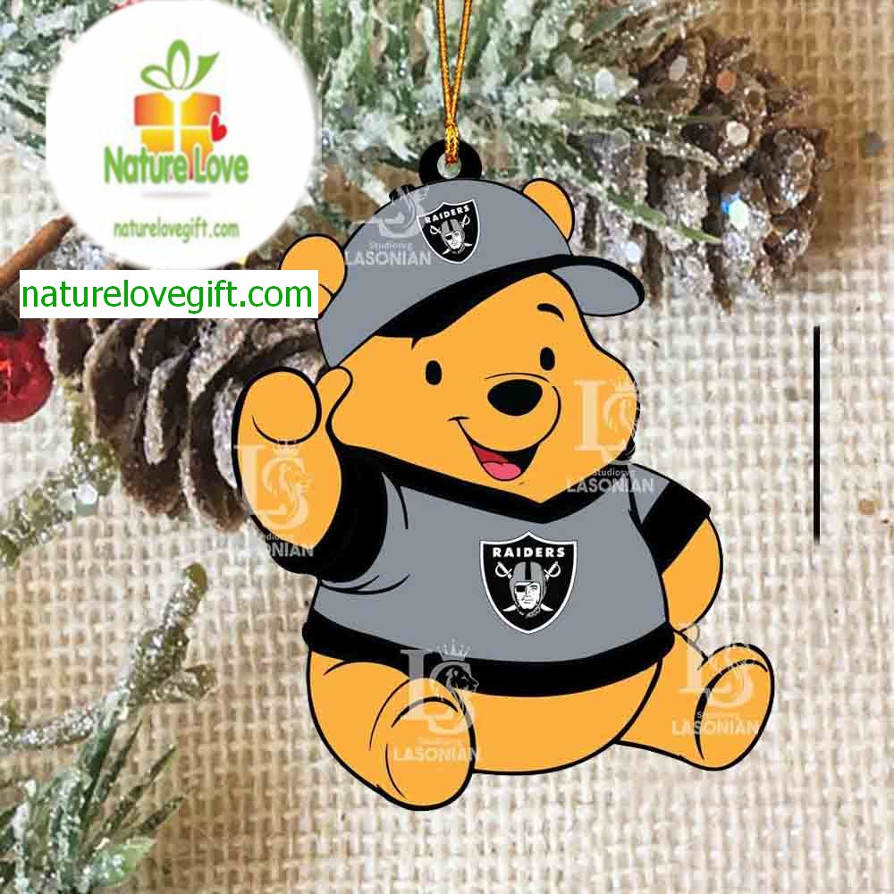Las Vegas Raiders Pooh Bear Disney NFL Acrylic Christmas Tree Decoration Ornament Las Vegas Raiders Pooh Bear Disney NFL Acrylic Christmas Tree Decoration Ornament