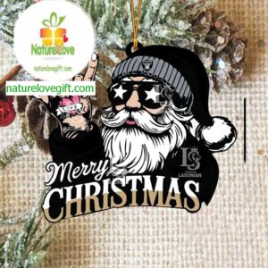 Las Vegas Raiders Rock Santa Claus Football NFL Acrylic Christmas Tree Decoration Ornament