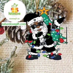 Las Vegas Raiders Santa Claus Ugly Christmas NFL Acrylic Christmas Tree Decoration Ornament