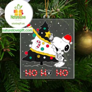 Las Vegas Raiders Snoopy Christmas Ho Ho Ho NFL Acrylic Christmas Tree Decoration Ornament