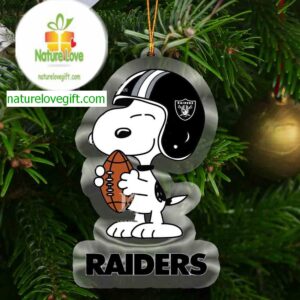 Las Vegas Raiders Snoopy Rugby NFL Acrylic Christmas Tree Decoration Ornament