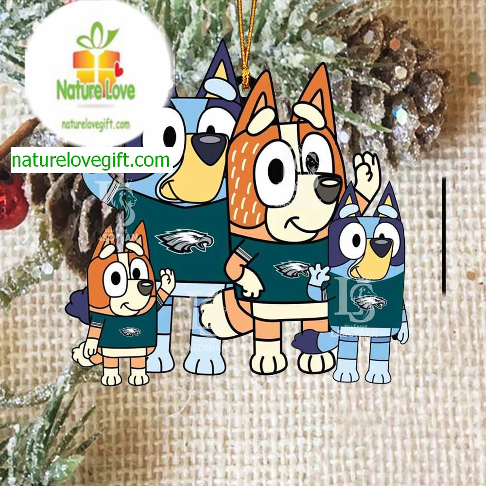 Philadelphia Eagles Bluey & Bingo Family NFL Acrylic Christmas Tree Decoration Ornament Philadelphia Eagles Bluey & Bingo Family NFL Acrylic Christmas Tree Decoration Ornament