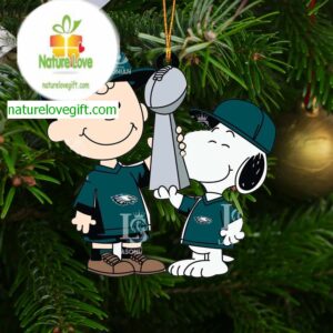 Philadelphia Eagles Charlie Brown And Snoopy Champions NFL Christmas Tree Decoration Ornament 19219