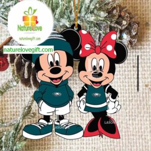 Philadelphia Eagles Mickey Minnie Mouse Cute Football NFL Acrylic Christmas Tree Decoration Ornament