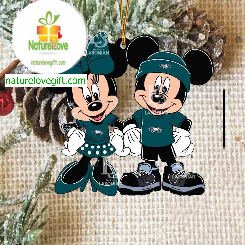 Philadelphia Eagles Mickey Minnie Rugby Ball NFL Acrylic Christmas Tree Decoration Ornament Philadelphia Eagles Mickey Minnie Rugby Ball NFL Acrylic Christmas Tree Decoration Ornament