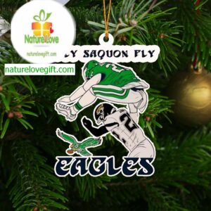Saquon Barkley Reverse Hurdle NFL Fly Saquon Fly Acrylic Christmas Tree Decor Ornament