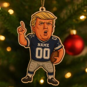 Custom Trump Football Dallas Cowboys 2025 Christmas Ornament