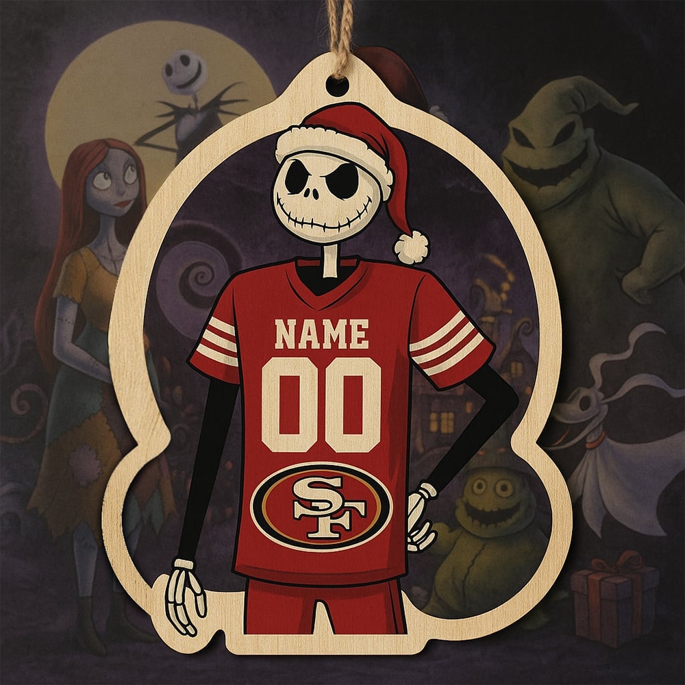 Jack Skellington San Francisco 49Ers Christmas Wooden Ornament Christmas Decor Gift Jack Skellington San Francisco 49Ers Christmas Wooden Ornament Christmas Decor Gift