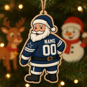 Personalized Nfl Dallas Cowboys Santa Claus Wooden Christmas Ornament 2025