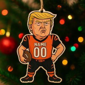 Personalized Trump Football Cincinnati Bengals Christmas Wooden Ornament 2025