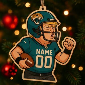 Personalized Trump Football Jacksonville Jaguars Christmas Wooden Ornament 2025