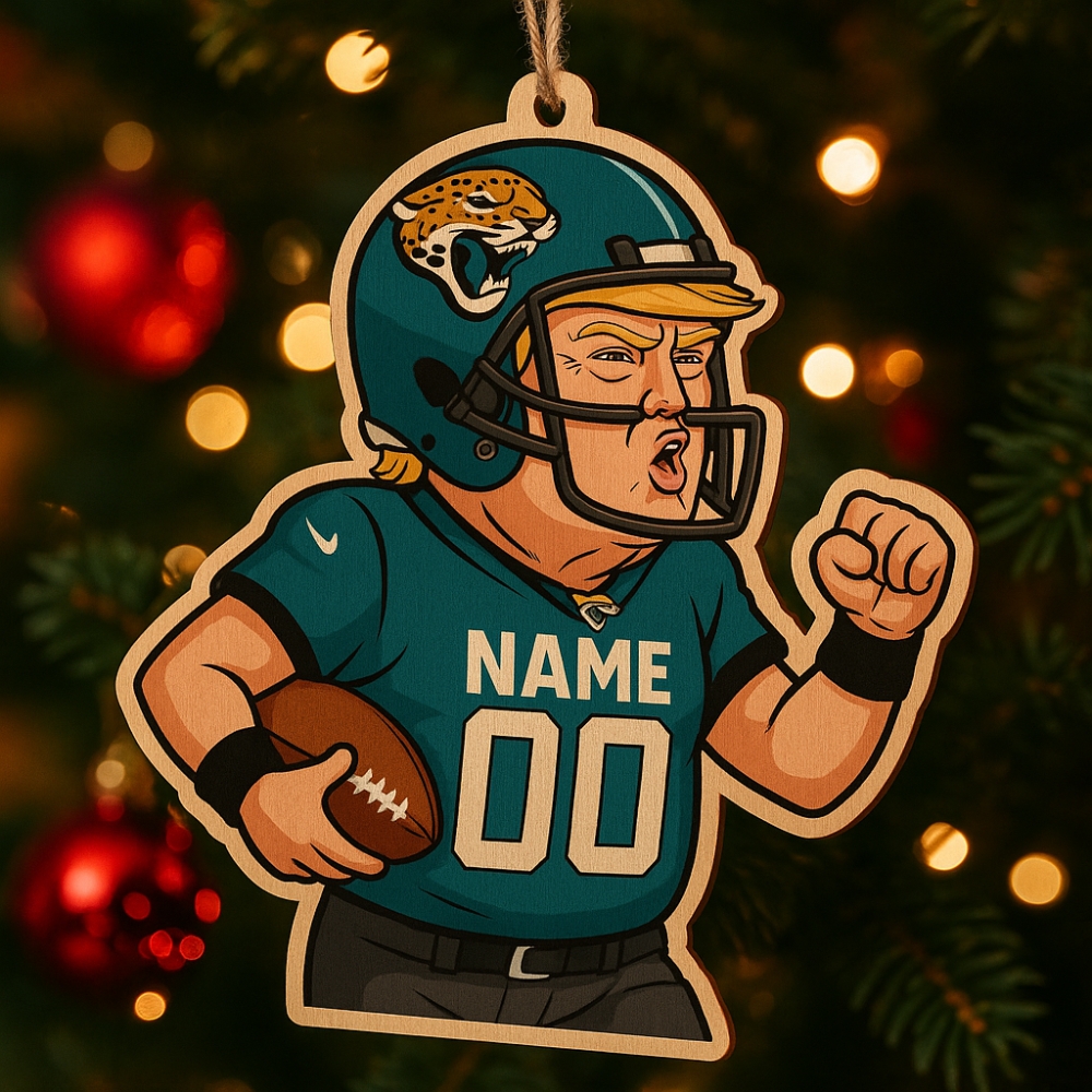 Personalized Trump Football Jacksonville Jaguars Christmas Wooden Ornament 2025 Personalized Trump Football Jacksonville Jaguars Christmas Wooden Ornament 2025
