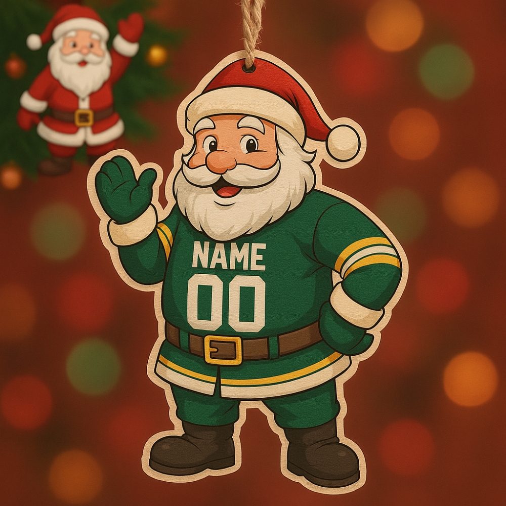 Santa Claus Green Bay Packers Ornament Custom Name 2025 Christmas Gift Santa Claus Green Bay Packers Ornament Custom Name 2025 Christmas Gift