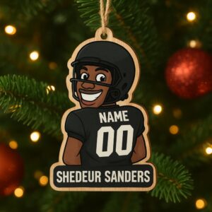 Shedeur Sanders Ornament Personalized Wooden Football Jersey Christmas Tree Decoration 2025