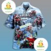 Christmas Driving Santa Claus Biker Blue Hawaiian Shirt Dress