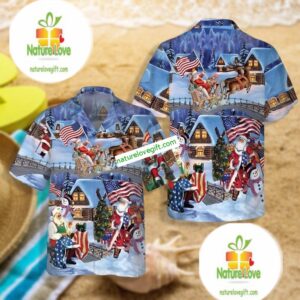 Christmas Holiday Santa Claus Wiht America Flag Blue Tactical Hawaiian Shirt 1 Christmas Holiday Santa Claus Wiht America Flag Blue Tactical Hawaiian Shirt 2